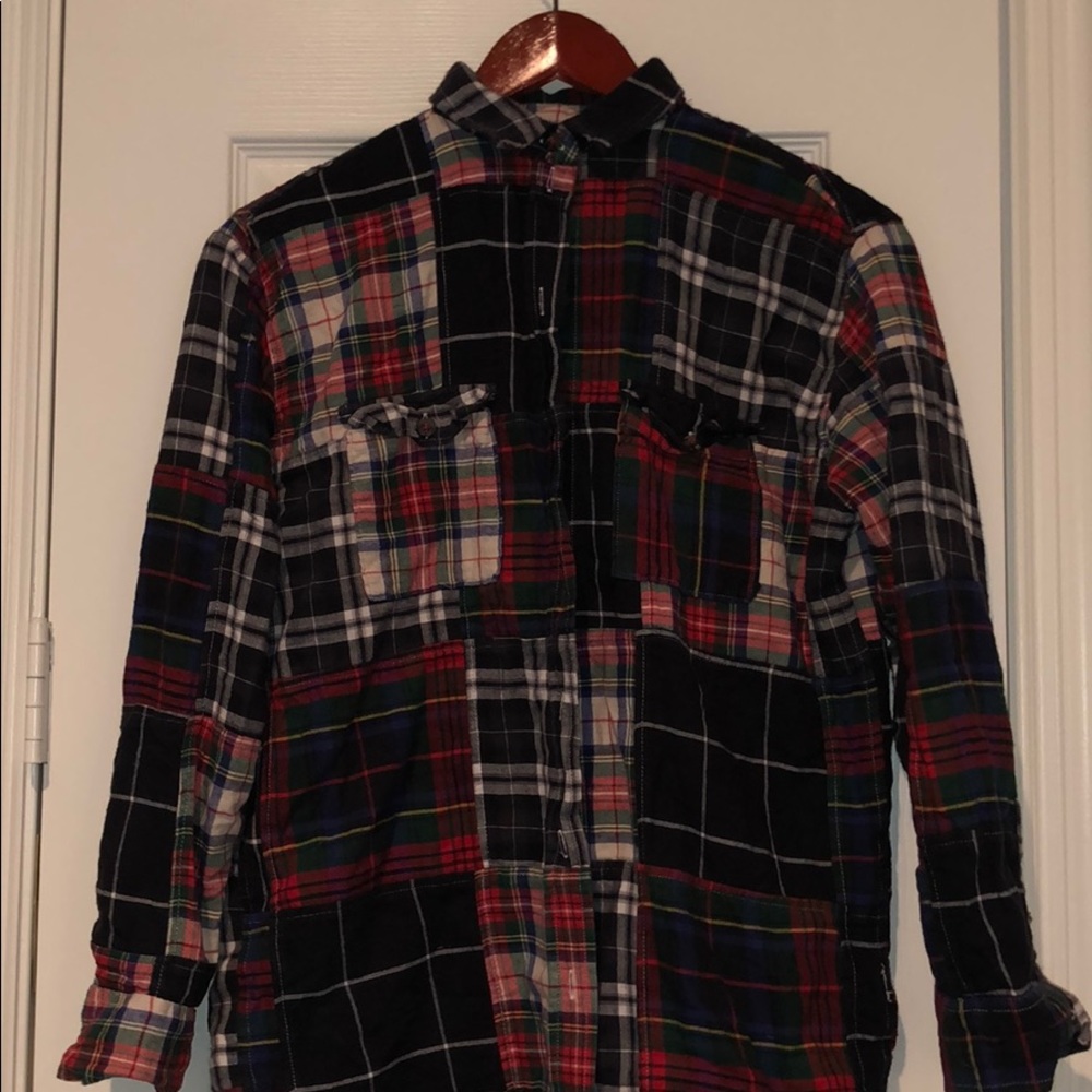 Multi Pattern Topshop Flannel Button Down